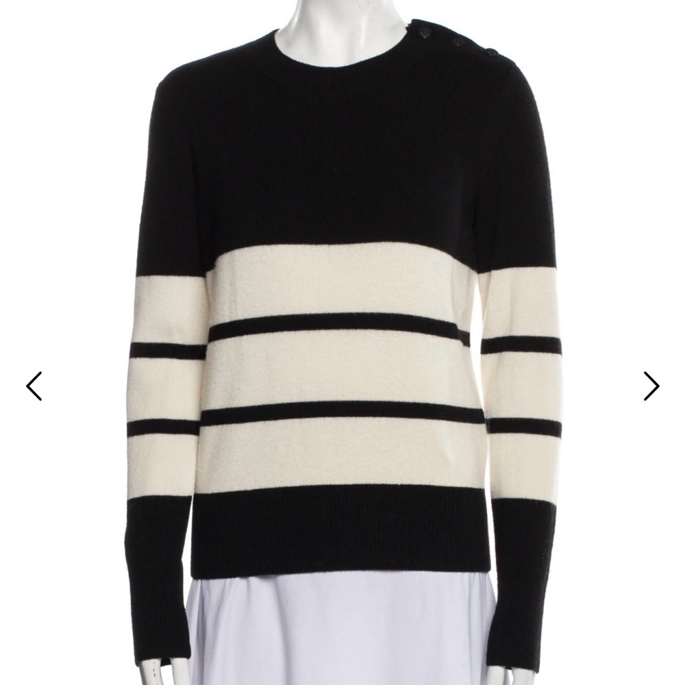 Equipment Black and Cream Striped Sweater
